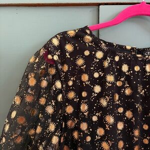 Black/Gold Crewcuts Tulle Long-sleeve Dress